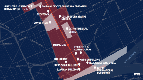 { Detroit's Innovation District | Adapted from the Brookings Institution paper, "The Rise of Innovation Districts: A New Geography of Innovation in America" }